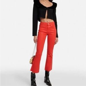 NEW FRAME le crop mini boot coated jean in bright red